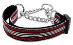 Preppy Stripes Nylon Ribbon Collars (size: Martingale Red/White Medium)
