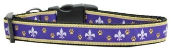 Purple and Yellow Fleur de Lis Nylon Dog Collars