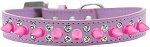 Double Crystal and Bright Pink Spikes Dog Collar (size: Lavender Size 20)