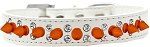 Double Crystal and Neon Orange Spikes Dog Collar (size: White Size 20)