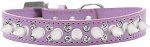 Double Crystal and White Spikes Dog Collar (size: Lavender Size 20)