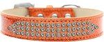 Three Row AB Crystal Ice Cream Dog Collar (size: Orange Size 18)