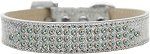 Three Row AB Crystal Ice Cream Dog Collar (size: Silver Size 18)