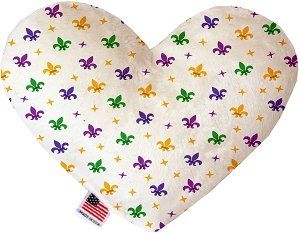 Confetti Fleur de Lis Mardi Gras Canvas Heart Dog Toy (size: 8 Inch)