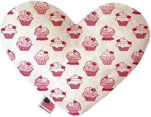 Pink Whimsy Cupcakes Canvas Heart Dog Toy (size: 8 Inch)