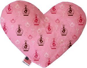Pink Whimsy Bird Cages Canvas Heart Dog Toy (size: 8 Inch)