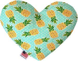 Pineapples and Polka Dots Canvas Heart Dog Toy (size: 8 Inch)