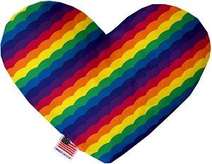 Scalloped Rainbow Canvas Heart Dog Toy (size: 8 Inch)