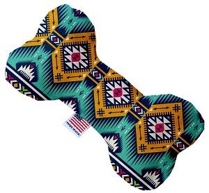 Turquoise Southwest Canvas Bone Dog Toy (size: 6 Inch)