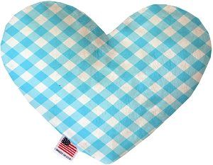 Baby Blue Plaid Canvas Heart Dog Toy (size: 8 Inch)