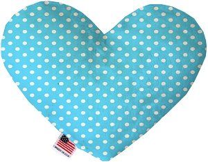 Aqua Polka Dots Canvas Heart Dog Toy (size: 8 Inch)