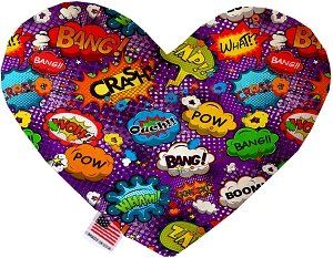 Purple Comic Sound Effects Canvas Heart Dog Toy (size: 8 Inch)
