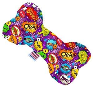 Purple Comic Sound Effects Canvas Bone Dog Toy (size: 6 Inch)
