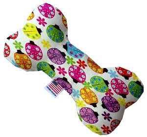 Bright Ladybugs Canvas Bone Dog Toy (size: 6 Inch)