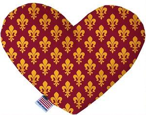 Maroon Fleur de Lis Canvas Heart Dog Toy (size: 8 Inch)