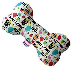 Happy Birthday Canvas Bone Dog Toy (size: 6 Inch)