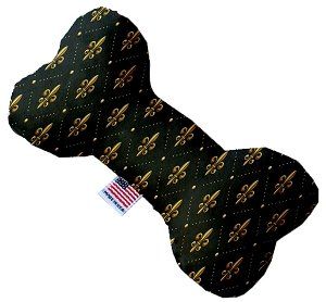 Black and Gold Fleur de Lis Canvas Bone Dog Toy (size: 6 Inch)