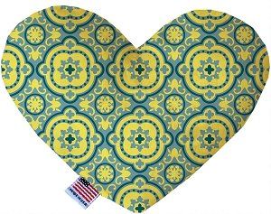 Blue and Yellow Moroccan Patterned Canvas Heart Dog Toy (size: 8 Inch)