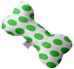 White and Green Dotted Canvas Bone Dog Toy (size: 6 Inch)