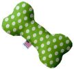 Lime Green Swiss Dots Canvas Bone Dog Toy
