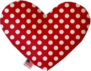 Red Swiss Dots Canvas Heart Dog Toy (size: 6 Inch)