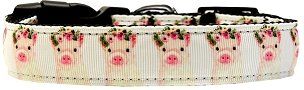 Pretty Baby Pigs Nylon Dog Collar (size: Medium Narrow)