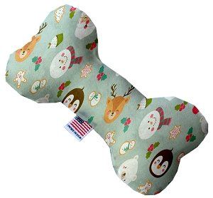 Gray Christmas Party Canvas Bone Dog Toy (size: 6 Inch)