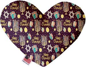 Happy Chanukah Canvas Heart Dog Toy (size: 8 Inch)