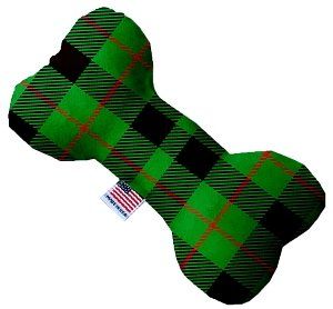 Green Plaid Canvas Bone Dog Toy (size: 6 Inch)