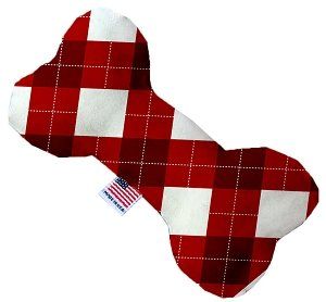 Candy Cane Argyle Canvas Bone Dog Toy (size: 6 Inch)