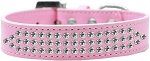 Three Row Clear Crystal Dog Collar (size: Light Pink Size 14)