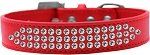 Three Row Clear Crystal Dog Collar (size: Red Size 14)