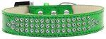 Three Row AB Crystal Ice Cream Dog Collar (size: Emerald Green Size 14)
