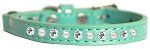 Pearl and Clear Jewel Cat safety Collar (size: Aqua Size 14)