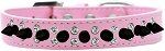 Double Crystal and Black Spikes Dog Collar (size: Light Pink Size 16)
