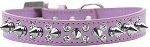 Double Crystal and Silver Spikes Dog Collar (size: Lavender Size 16)