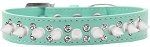 Double Crystal and White Spikes Dog Collar (size: Aqua Size 16)