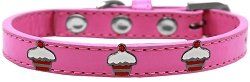Red Cupcake Widget Dog Collar (size: Bright Pink Size 14)
