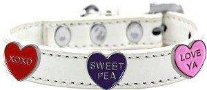 Conversation Hearts Widget Dog Collar (size: White Size 14)