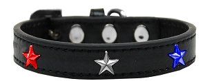 Red, White and Blue Stars Widget Dog Collar (size: Black Size 14)