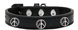 Peace Sign Widget Dog Collar (size: Black Size 14)