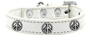 Peace Sign Widget Dog Collar (size: White Size 14)