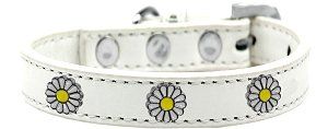 White Daisy Widget Dog Collar (size: White Size 14)
