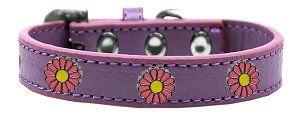Pink Daisy Widget Dog Collar (size: Lavender Size 14)