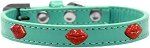 Red Glitter Lips Widget Dog Collar (size: Aqua Size 14)