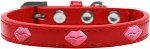 Pink Glitter Lips Widget Dog Collar (size: Red Size 14)