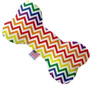 Rainbow Chevron Canvas Bone Dog Toy (size: 8 Inch)