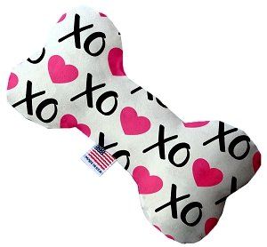 Pink XOXO Canvas Bone Dog Toy (size: 8 Inch)