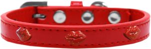 Red Glitter Lips Widget Dog Collar
