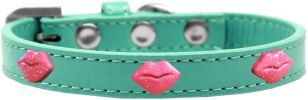 Pink Glitter Lips Widget Dog Collar